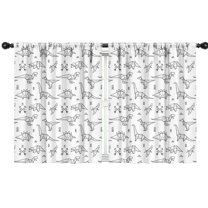 Blackout Kids Curtains,BlackWhite Origami Dinosaurs Tribal Pattern Childrens Insulated Curtains Set Of 2,Bedroom Essentials,Toddler Room Decor 42"x54"