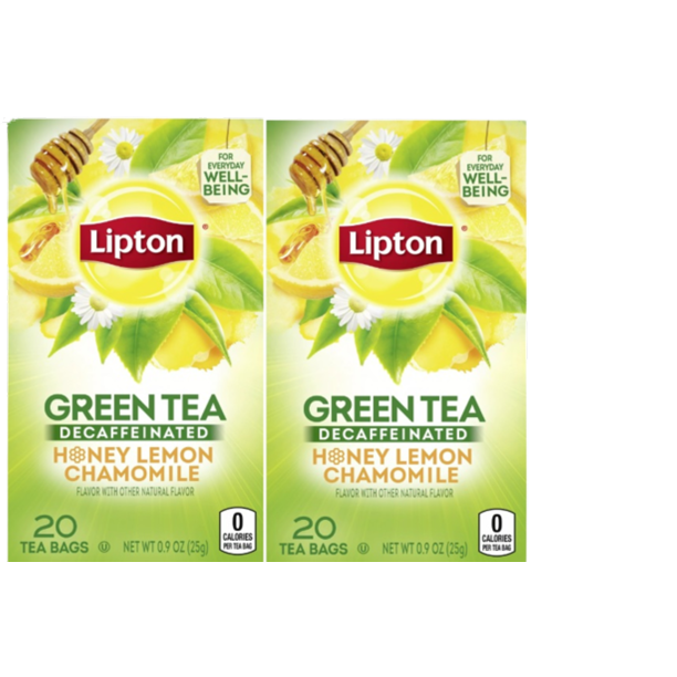 Lipton Green Tea, Honey Lemon Chamomile, Decaffeinated, Tea Bags 20