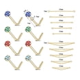 thumbnail image 3 of ZS 18Pcs/Set Gold Nose Chain Piercing Across Nose Stud Rainbow Cubic Zirconia L Shape Nose Rings, 3 of 3