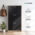 thumbnail image 2 of Zapatera Grande Kingshouse 3 Cajones Tipo Gabinete Mueble Organizador Moderno para 13-16 Pares negro M, 2 of 7