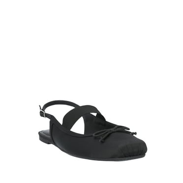 Scoop Women's Satin Slingback Mary Jane Pleated Toe Ballet Flats