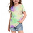 thumbnail image 6 of breaise Girls Tie Dye Short Sleeve Shirt Kids Summer Fashion Crewneck Tops Casual Tees 3-14 Years, 6 of 6