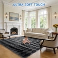 thumbnail image 2 of CozyDesg Large Rugs,8'x10' Soft Fluffy Shag Indoor Floor Carpet for Living Room Bedroom Dining Room Office Home Decor,Dark Gray & Black, 2 of 9