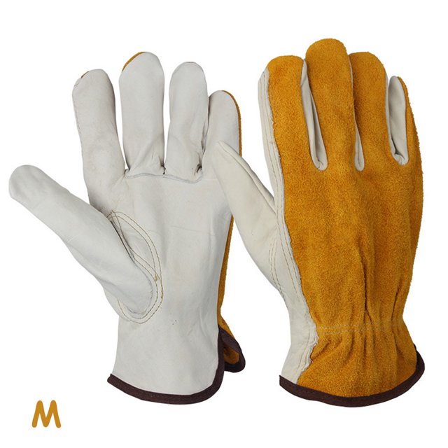 Guantes de trabajo de soldadura de jardinería, guantes de cuero antipinchazos a prueba de espinas, protección para las manos 1 par Inevent HA5716-01B