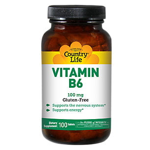Vitamine B-6 100 mg par Country Life 100 comprimés