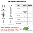 thumbnail image 4 of 24 Pcs High Quality 304 Marine Grade Shade Sail Hardware Kit with Adjustable Turnbuckle for Rectangle and Square Sun Shade Sails Installation, Anti-Rust Stainless Steel Design B, 4 of 6