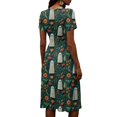 thumbnail image 5 of Women's Halloween Midi Dresses Bat Ghost V Neck Horror Sundress Castle Witch Hat Short Sleeve Spooky Dresses, M, 5 of 5