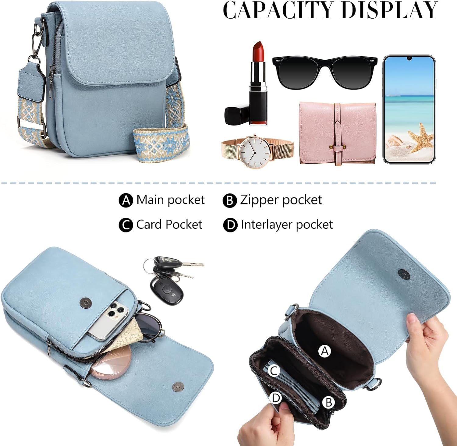 Small Crossbody Bag for Women Cell Phone Bag Cross Body Wallet Purses Mini Shoulder Handbag Purse with Card Slots
