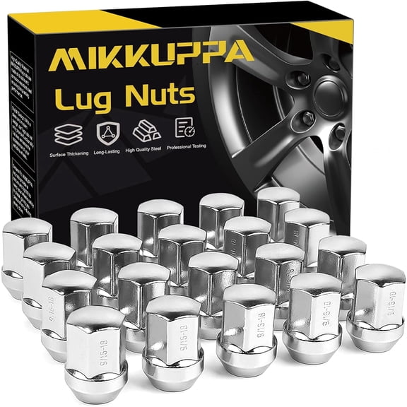 MIKKUPPA 9/16-18 OEM Wheel Lug Nuts, Replacement for 2005-2010 Dodge Dakota, 2004-2009 Durango, 2002-2011 Ram 1500 Factory Wheels, 20 Pcs Chrome One-Piece Closed End Large Acorn Seat Tire Nuts