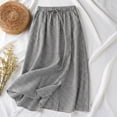 thumbnail image 2 of Unir Women Classic Small Gingham Check Flowy Linen Blend Midi Skirt Drawstring Elastic Waist Casual Long Bottom 1PC M-XXL Plus Size Friendly, 2 of 5
