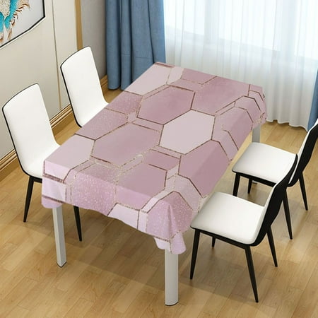 

60x90 Inch Tablecloth Polyester Square Tablecloth for Home Kitchen Dinner Decor Blush Pink Hexagon