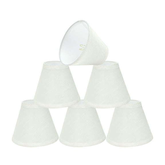 Aspen Creative 32109-6 Small Hardback Empire Shape Chandelier Clip-On Lamp Shade Set (6 Pack), Transitional Design in Eggshell, 6" Bottom Width (3" x 6" x 5")