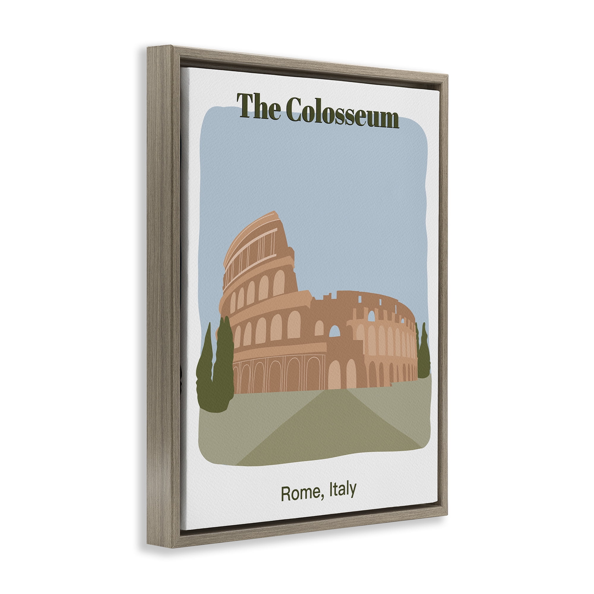 Stupell Industries The Colosseum Architecture Town & City Painting Brown Floater Framed Art Print Wall Art, 17 x 21
