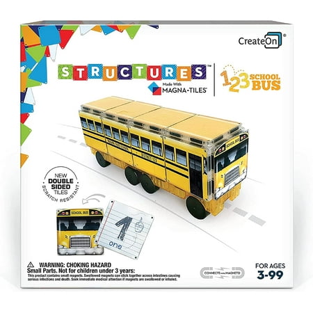 UPC: 0850014391065 | CreateOn 123 School Bus Magna-tile Structure Set Educational Tiles. The Original Magnetic Building Tiles Making Learning and Hands-On Versatile Educational Toy Ages 3 +