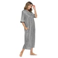 thumbnail image 2 of Casual Nights Women's Zip Front Seersucker House Dress 3/4 Sleeves Housecoat Long Duster Lounger, 2 of 5