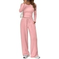 thumbnail image 4 of Women's two-piece casual suit, long-sleeved slightly cropped top, wide-leg pants, casual, 4 of 17