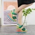 thumbnail image 2 of SACFOF Wedge Sandals for Women Colorful Double Woven Band Espadrilles Platform High Heel Sandals Ankle Strap Slingback Summer Shoes, 2 of 6