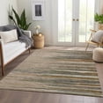 thumbnail image 3 of HomeRoots 678424 9 x 12 ft. Taupe, Green & Rust Striped Washable Machine Made Rectangle Area Rug with UV Protection, 3 of 7