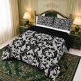 thumbnail image 2 of Erosebridal Black Damask Full Size Comforter Sets,Nature Art Bedding Comforter Set,3 Pieces,1 Comforter and 2 Pillowcases,Black Reversible, 2 of 7
