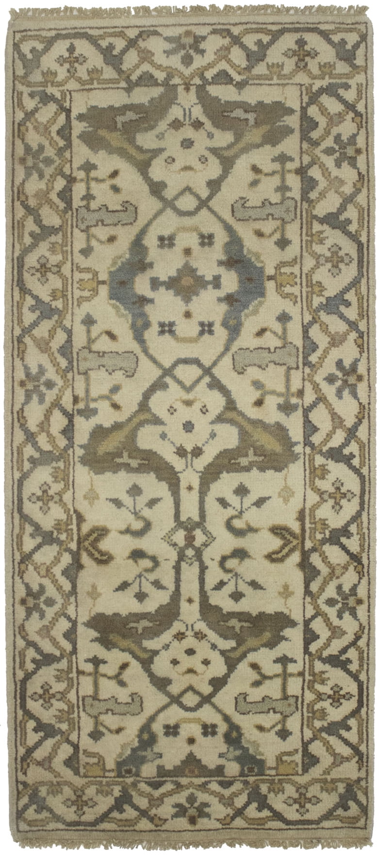 Cream Floral 3X6 Oushak Oriental Runner Rug