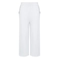 thumbnail image 6 of Endives Womens Wide Leg Pant Casual Daily Embroidery Flower Ptinted Cotton Linen Pant Retro Plus Size Pants White, 6 of 7