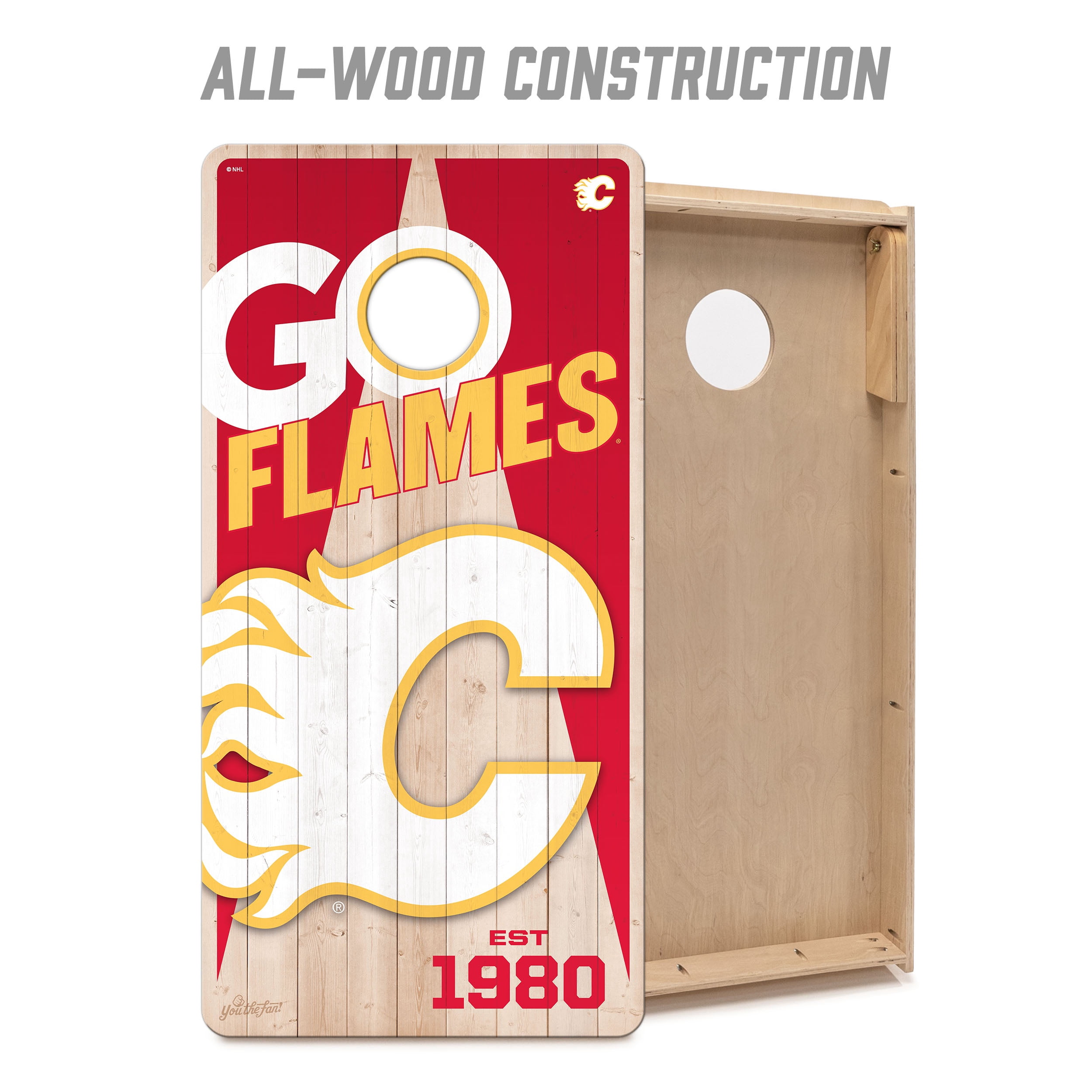 YouTheFan NHLCalgary Flames 2' x 4' Cornhole Game No Bags