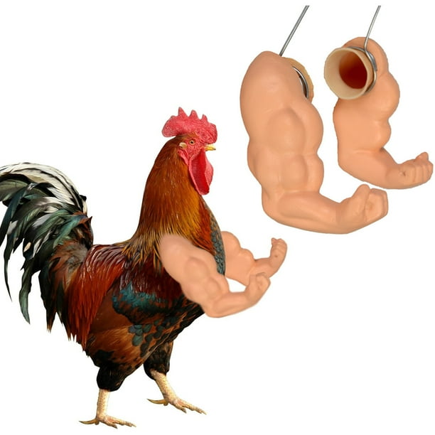 Juguetes de brazos de pollo musculosos para que los pollos usen, disfraz divertido, juguete de brazos de lucha con puños para fiesta temática de broma de mascotas