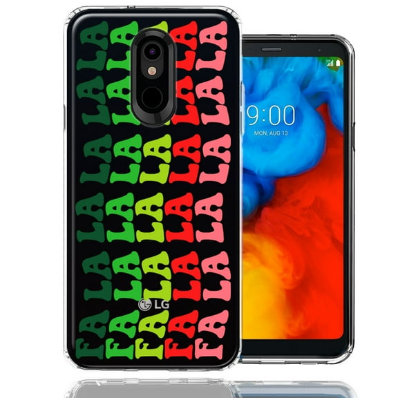 MUNDAZE LG Stylo 4 Deck The Halls Christmas Carol Falala Festive Lyric Vintage 70s Letters Double Layer Phone Case Cover