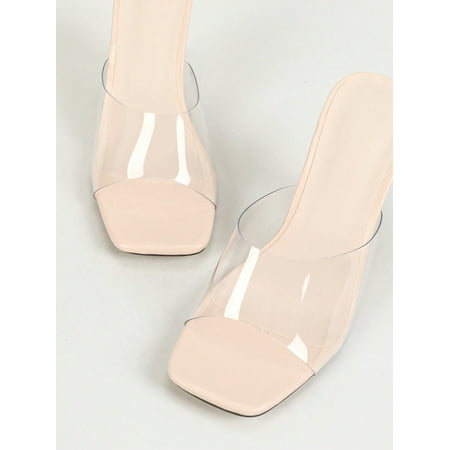 

Women‘s Comfortable Transparent Crystal Chunky Heeled High Heel Sandals Cute Slipper Shoes For Summer Festivals And Stage Shows