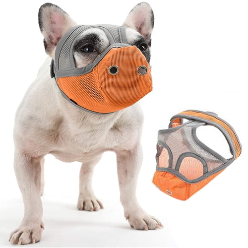 L FUZILIN Short Snout Dog Muzzle,Adjustable Bulldog Mask Breathable Mesh Dogs Muzzles,Anti Biting Barking and Licking Chewing,Training Dog Mask for Bull Dogs,Pugs,Shar-Pei,Chihuahua Dogs