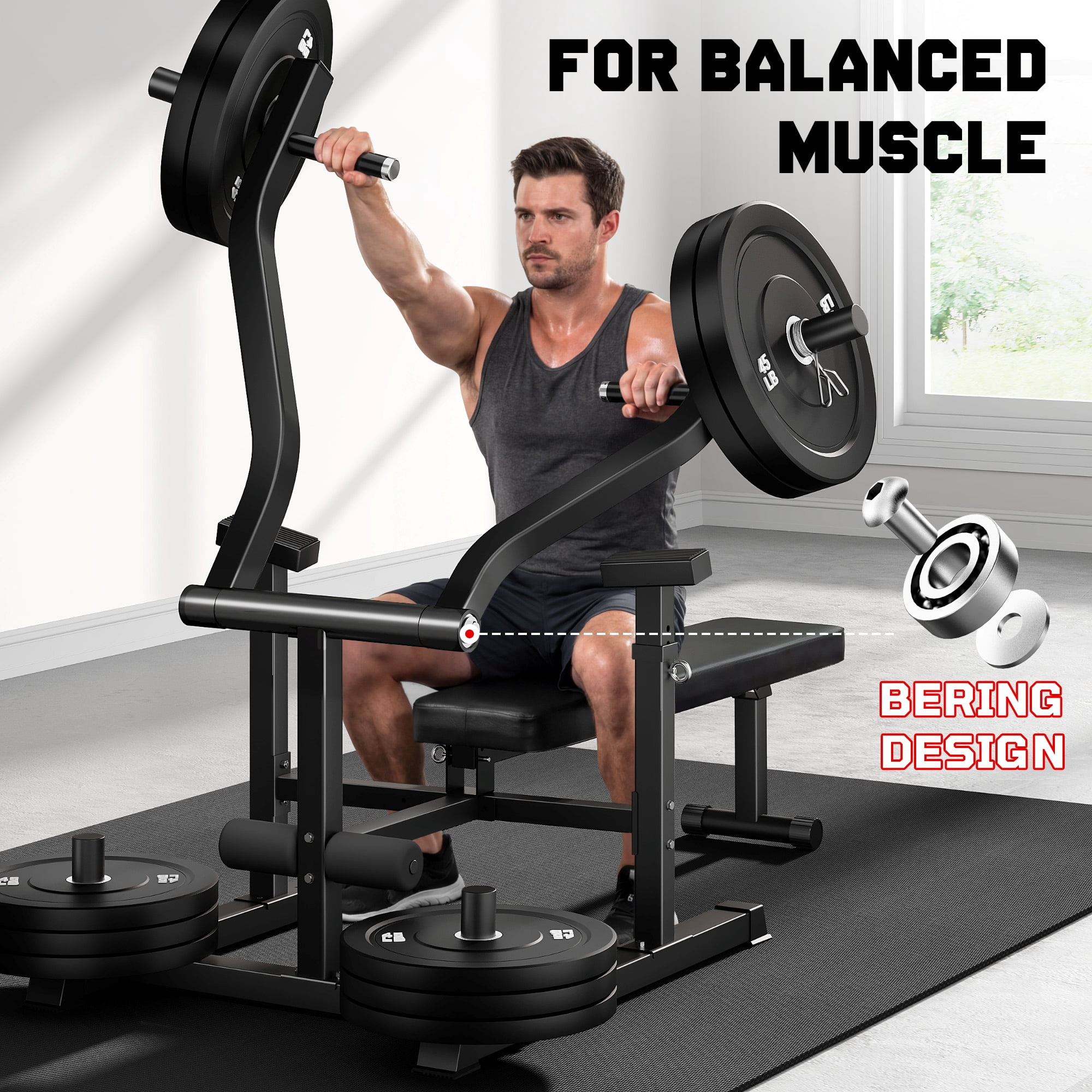 MITONOS Chest Press Machine,Weight Bench Press Machine with Independent Converging Arms,Adjustable Flat Incline Bench Press for Chest,AB Workout Home Gym Equipment(BLACK)
