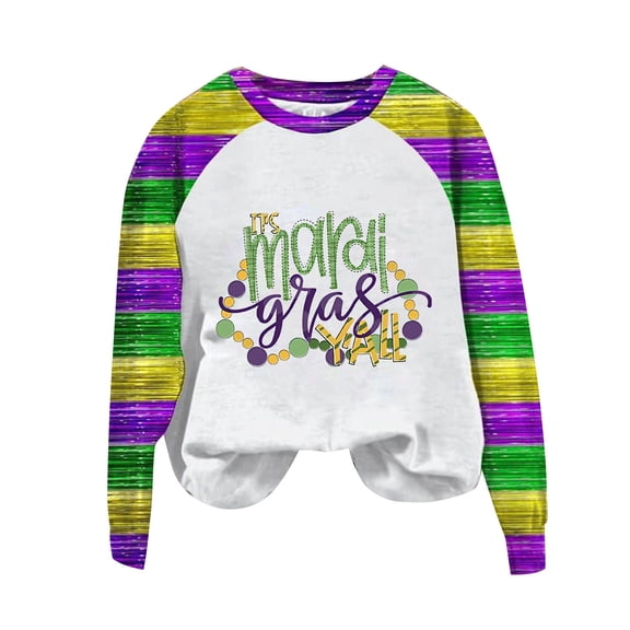 Outfmvch Mardi Gras Shirt Women Mardi Gras Sweatshirt for Women Mardi Gras Shirts Blazers for Women Summer Shirts for Women Plus Size Tunic Tops for Women Knit Tops for Women Beige L