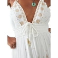 thumbnail image 3 of Mevireiy Women Boho Flowy Maxi Dress Spaghetti Strap Open Back Embroidered Tiered Summer Long Dresses, White, S, 3 of 7