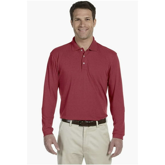 M265L Harriton Men's 5.6 oz. Easy Blend Long-Sleeve Polo Red 2XL