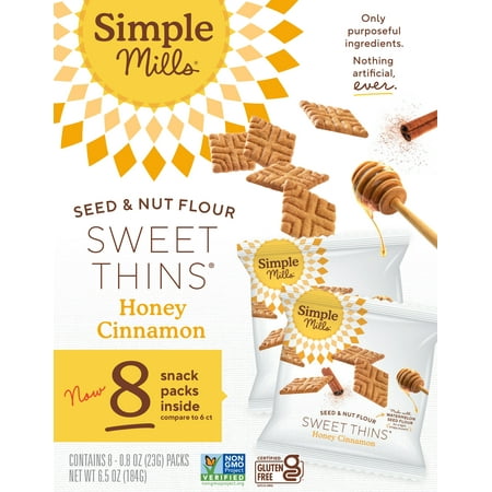 Simple Mills Honey Cinnamon Seed & Nut Flour Sweet Thins Snack Packs  0.8 oz  Pack of 8
