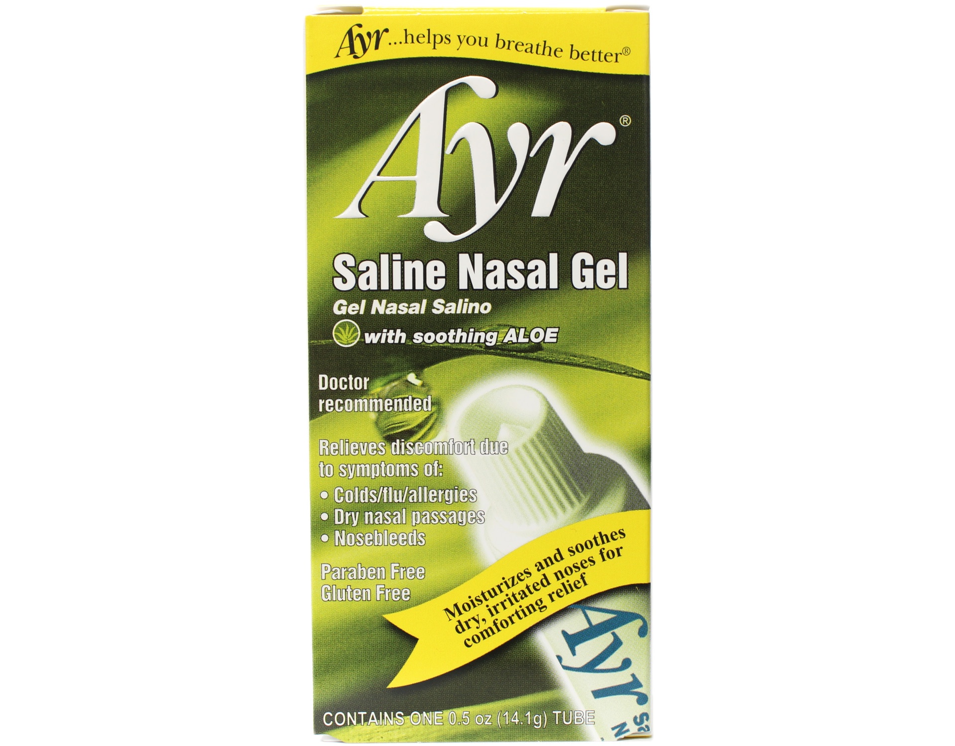 Ayr Saline Nasal Gel, With Soothing Aloe, 0.5 Ounce Tube - 12 Pack