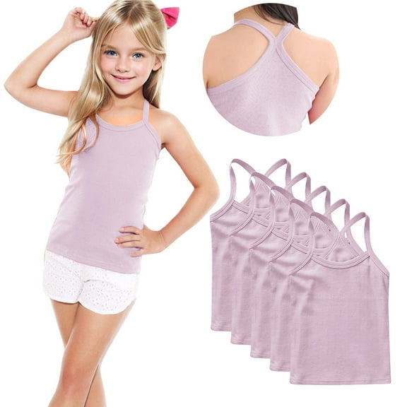 breaise 5 Pieces Girls Dance Tank Tops Toddler Racerback Sleeveless Top Girl Undershirts for Ballet Gymnastics 12Months-13Years