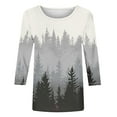 thumbnail image 4 of Levmjia Hauts à Manches 3/4 pour Femmes Liquidation Automne Mode Décontractée à Blocs de Couleur Col Rond T-shirt Blouse, 4 of 4