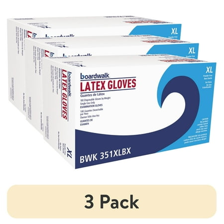 (3 pack) Boardwalk Powder-Free Latex Exam Gloves, X-Large, Natural, 4 4/5 mil, 100/Box -BWK351XLBX