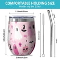 thumbnail image 5 of 12oz Stemless Wine Tumblers Halloween Pink Ghosts and Witchy Elements Vacuum Insulated Stainless Steel Travel Tumbler Cups Mug with Lid and Straw for Champaign,Cocktail,Beer with Cleaning Brush, 5 of 5