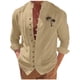 thumbnail image 2 of Ceisia Men Casual Loose Fashion Printed Multi Gift Button Buckle Long Sleeve Stand Up Collar Casual Shirts, 2 of 6
