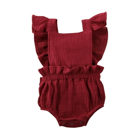

TheFound Newborn Baby Girl Romper Sleeveless Ruffle Jumpsuit Backless Strap Bodysuit Summer Clothes
