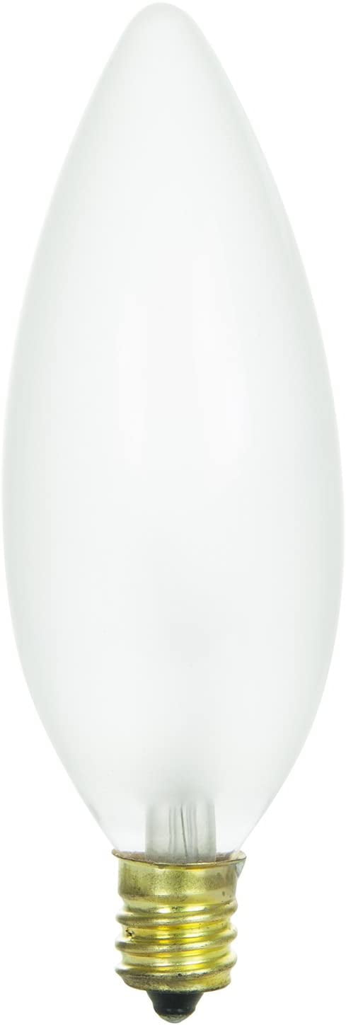 15cff 25 Incandescent 15 Watt Candelabra Based Petite Chandelier Bulb Flame Tip Frost Com Petite Chandelier Bulb Flame, 15 Watt Frosted Chandelier Bulbs