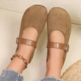 thumbnail image 3 of Vibrex Women's Casual Solid Color Shallow Mouth Loafers Flat Bottom Shoes Mary Jane Flats Comfortable Business Office Dress Shoes with Ankle Strap, 3 of 8