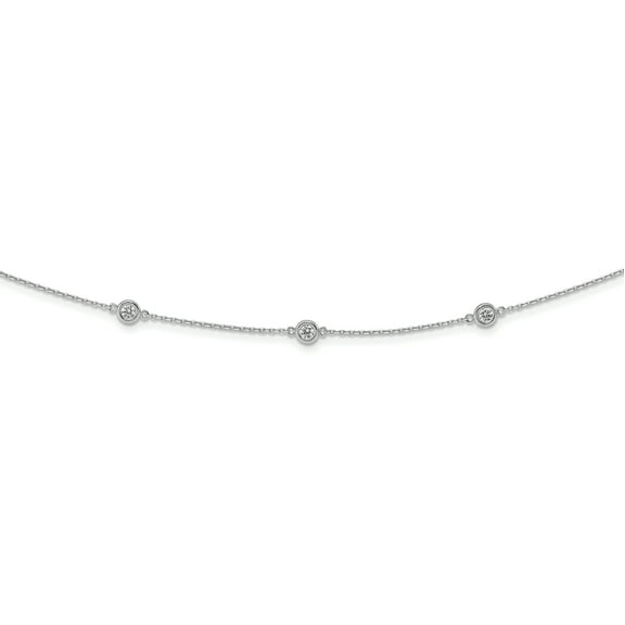 Primal Silver Sterling Silver 15 Station Cubic Zirconia 24-inch High Polished Necklace