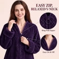 thumbnail image 4 of Robes for Women, LOFIR Long Womens Robes, Cozy Soft Fluffy Fleece Front Zipper Robe, Warm Plush Winter Bathrobe with Side Pockets, Purple, M, 4 of 8