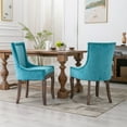 thumbnail image 2 of Dining Chairs Set of 2, LEGAHOME Blue Fabric Upholstered Dining Chairs, Mid-century Kitchen Chairs with High Back, Bronze Nail Head, Solid Wood Legs, Blue, 2 Pcs, 2 of 9