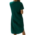 thumbnail image 4 of Women's Summer Round Neck Short Sleeve Solid Basic T-Shirt Casual Midi Dress with Pockets, 4 of 5
