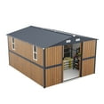 thumbnail image 3 of 10x12 FT Outdoor Steel Storage Shed with Lockable Doors & 2 Windows, Versatile Garden Shed for  Backyard, Patio StorageTools & Chicken Coop, 3 of 26