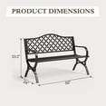thumbnail image 2 of Alpha Joy 50" Black Outdoor Park Bench with Stylish Camelback Back Frame, Durable & Comfortable, 2 of 8